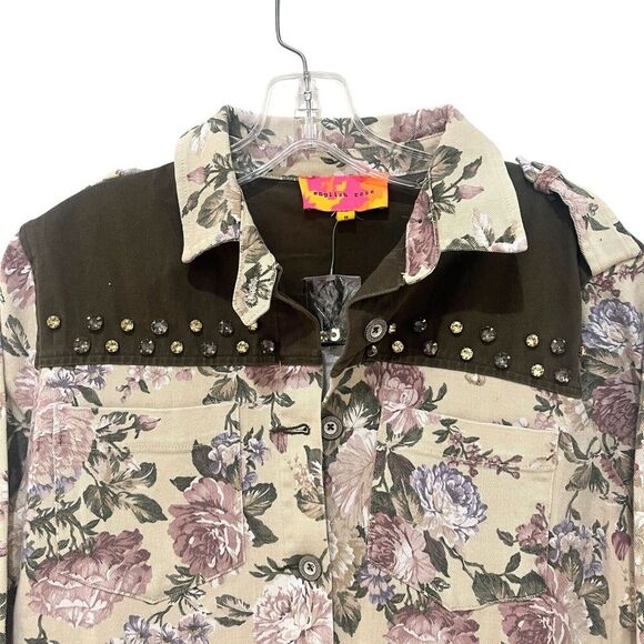 NWOT- English Rose Floral Studded Jacket Size Medium - Picture 6 of 11